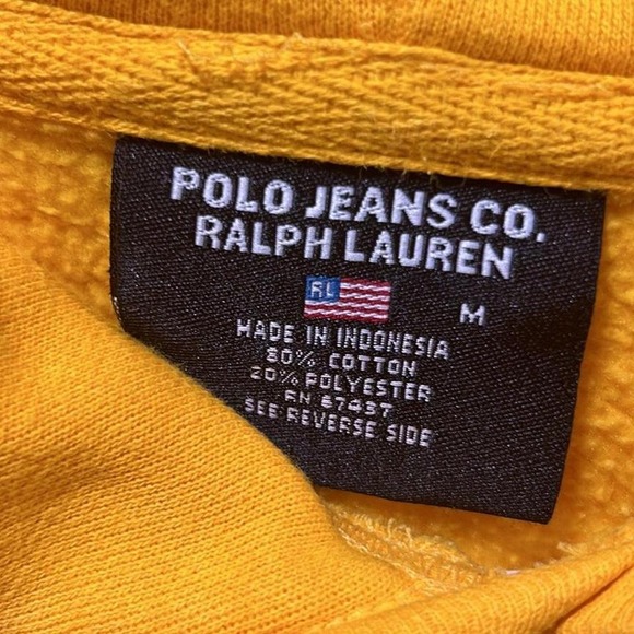 Yellow Polo Ralph Lauren embroidered hoodie side‎ pockets  #preppy - Picture 3 of 4